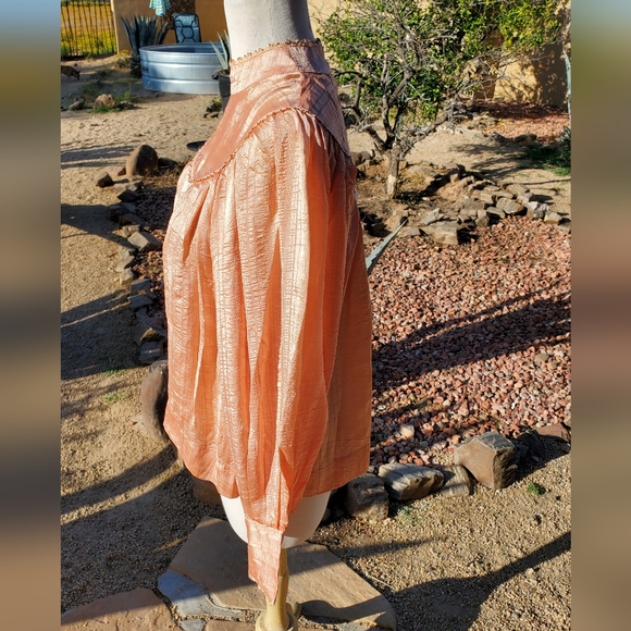 Ulla Johnson Edda Peach Rose Silk Beaded Mock Neck Longsleeve Puff Blouse sz 6 - Picture 3 of 3